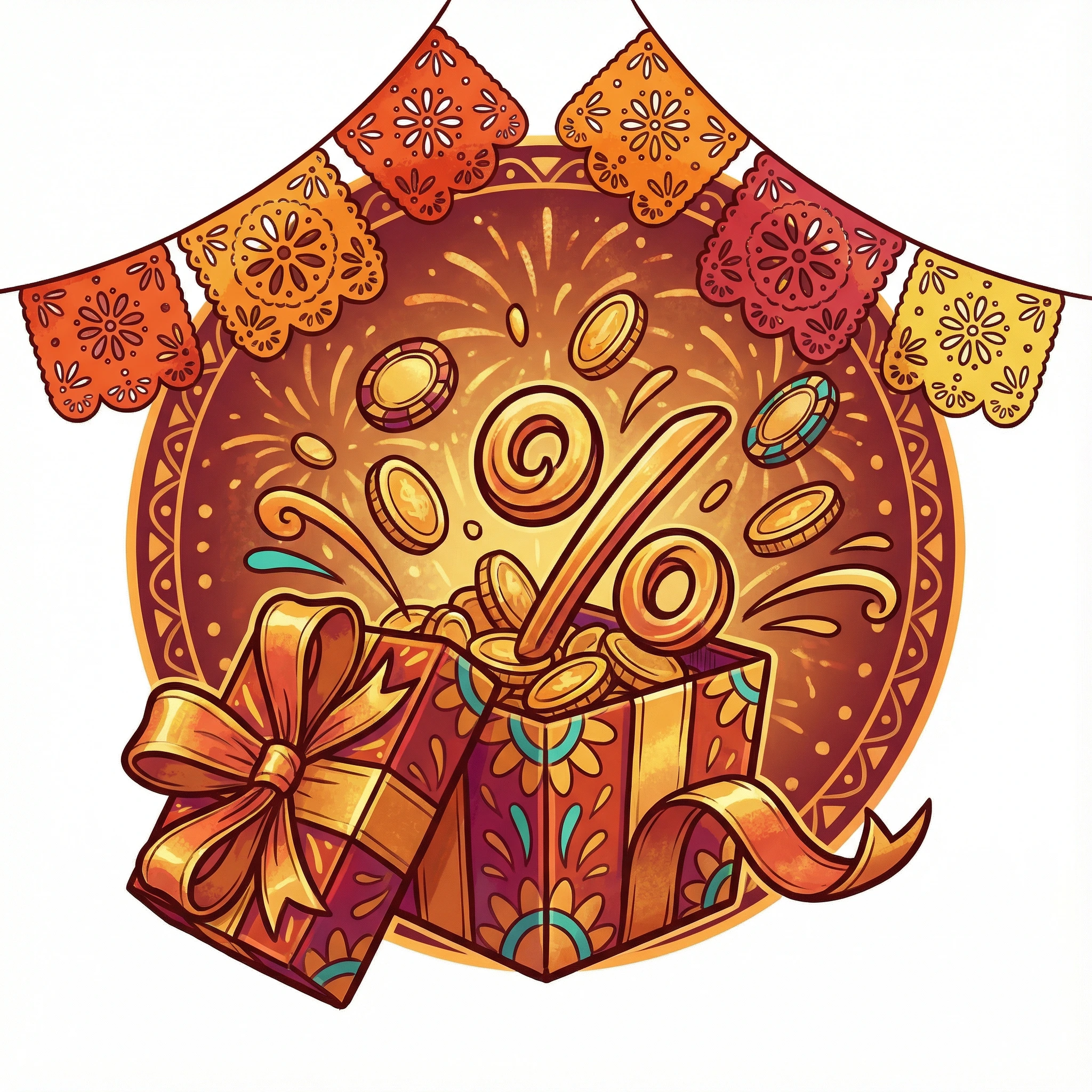 Promociones y bonos de casino con regalo y monedas doradas
